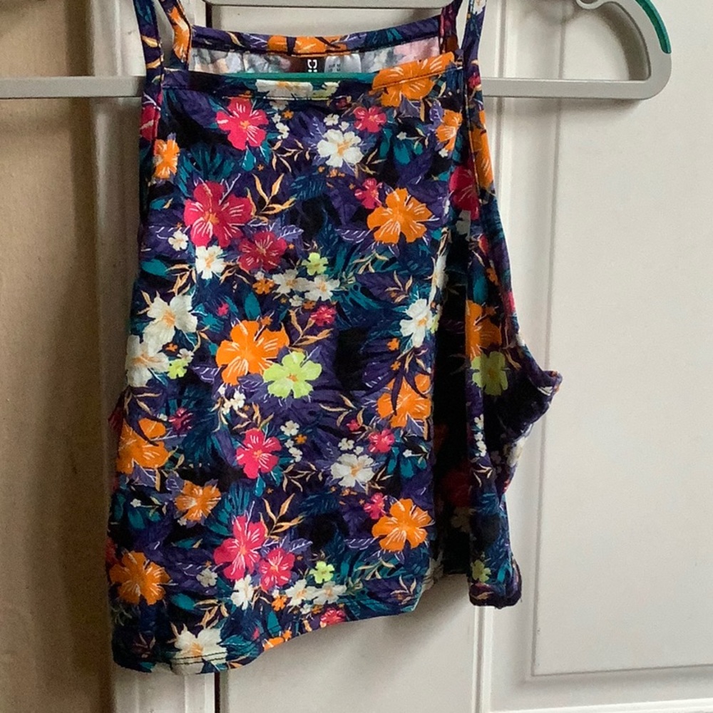 H&M floral tropical crop tank top size M